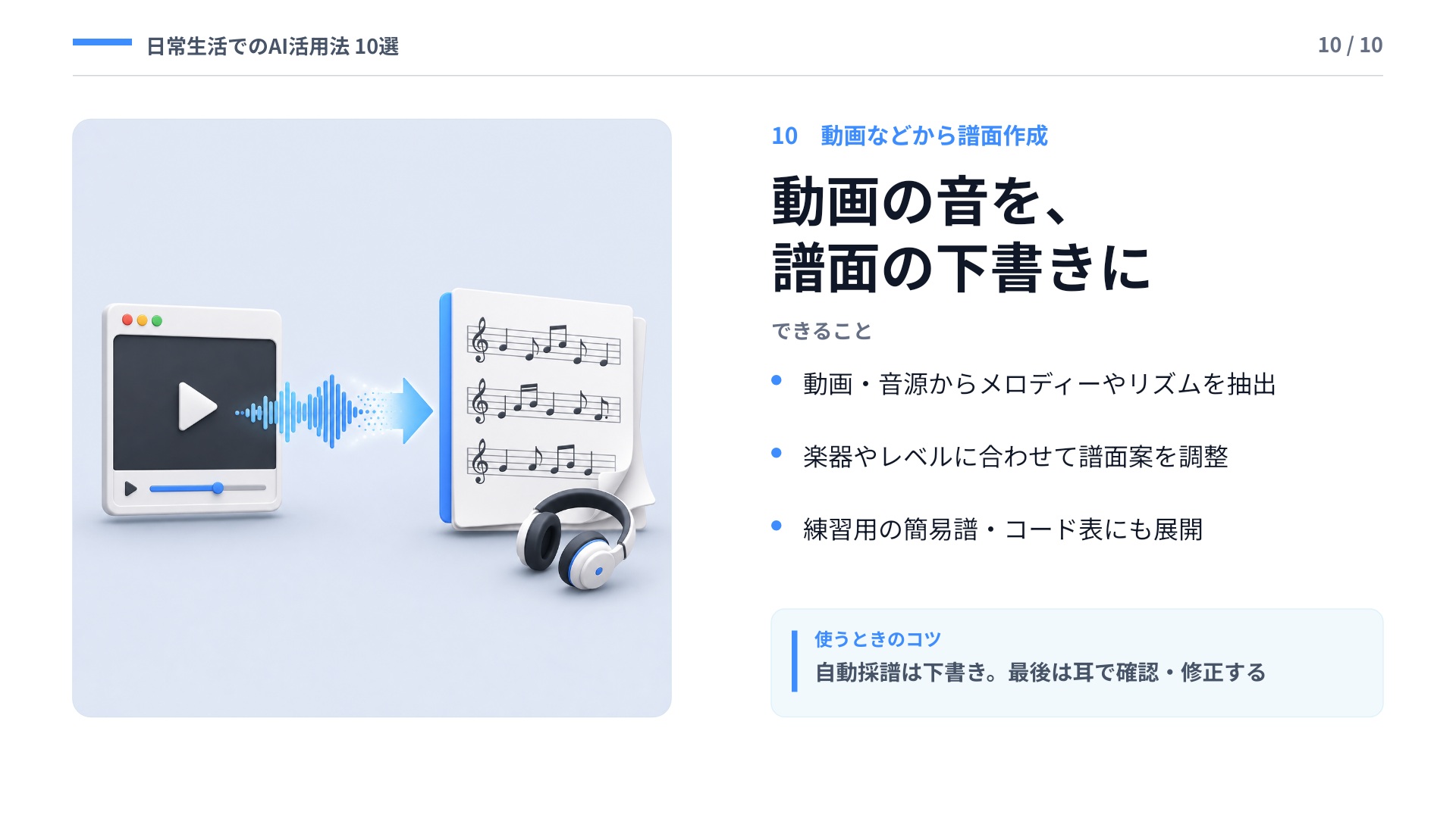 動画の音を、譜面の下書きに