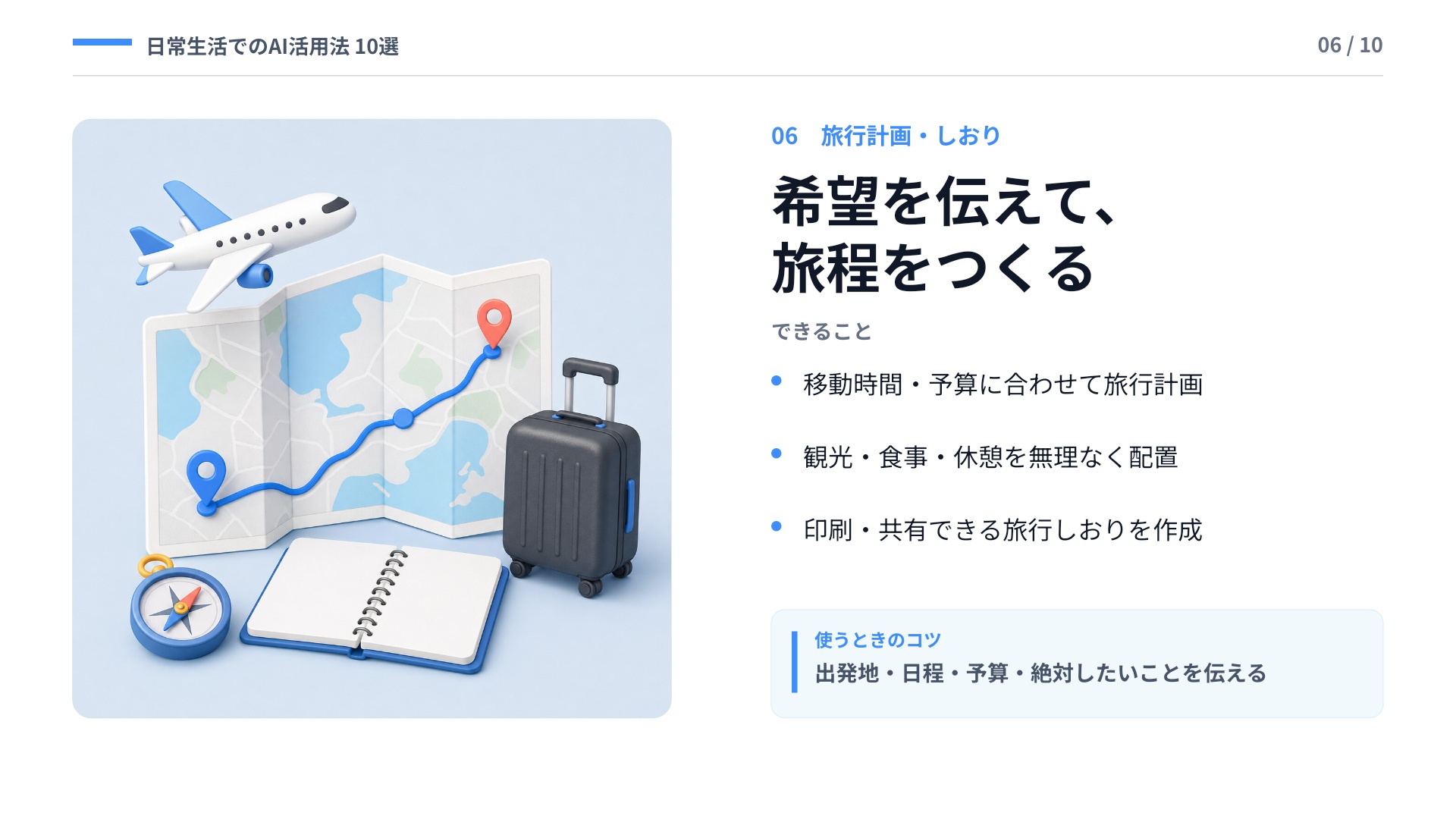 希望を伝えて、旅程をつくる